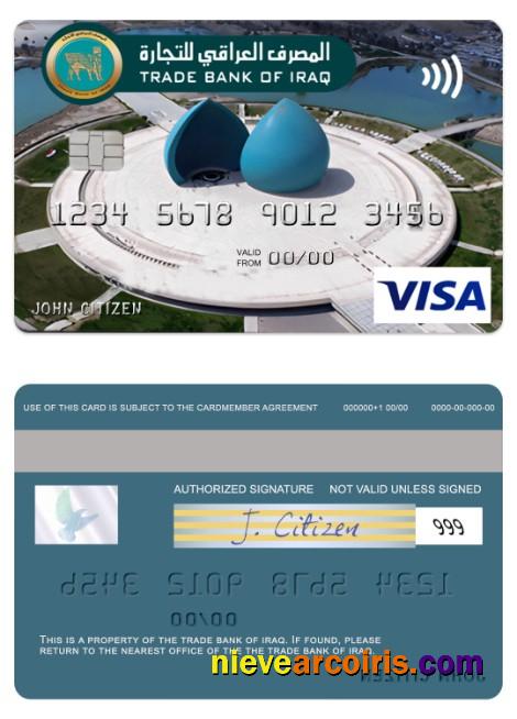 Iraq Trade Bank of Iraq visia classic card